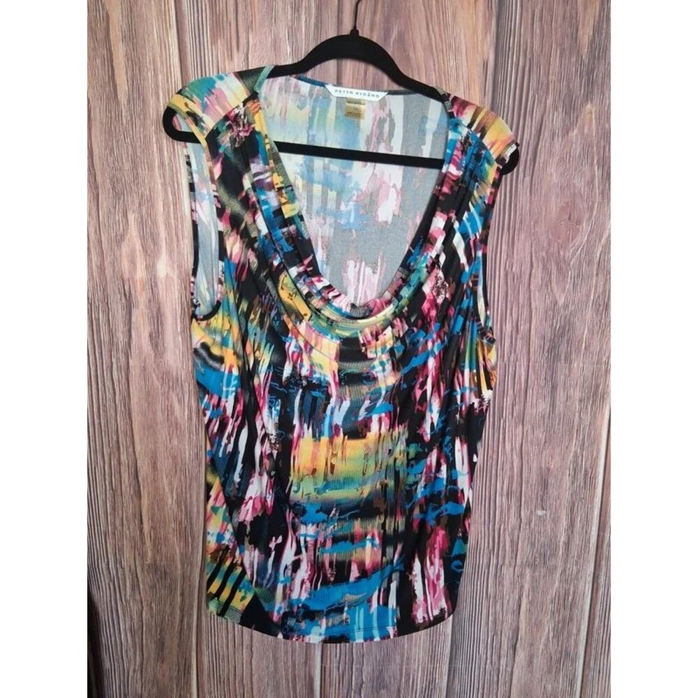 Peter nygard cowl neck abstract sleeveless blouse size 1X